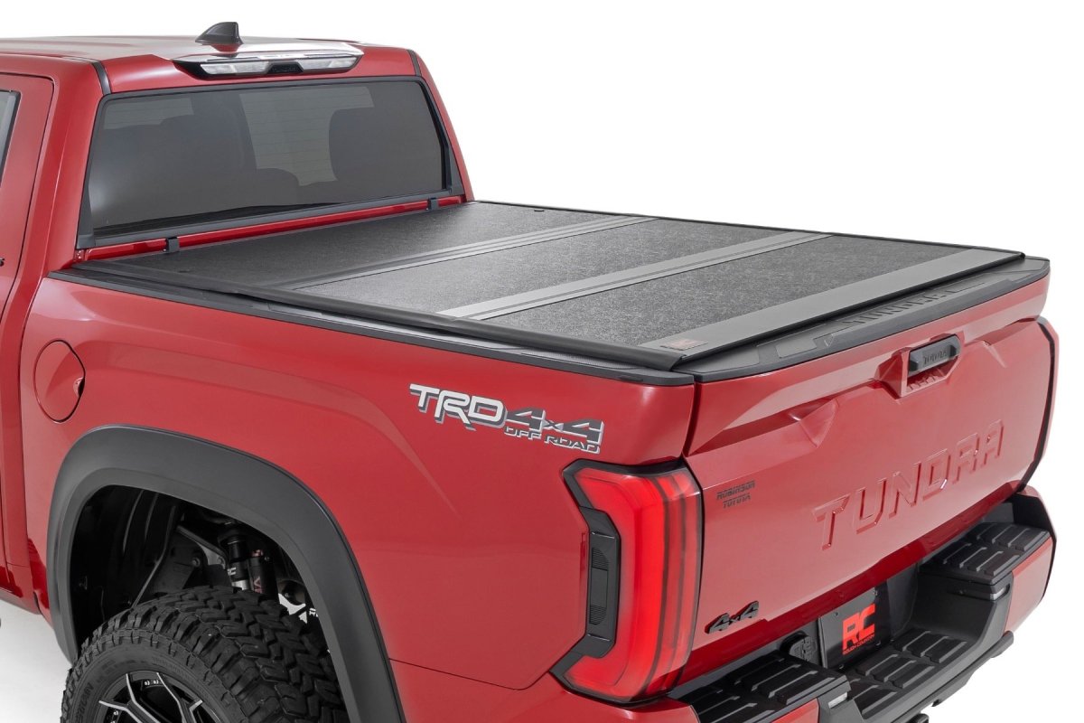 Toyota Tundra Bed Cover - Rough Country - Hard Low Profile, Tri-Fold, Cargo Management - '22-'25